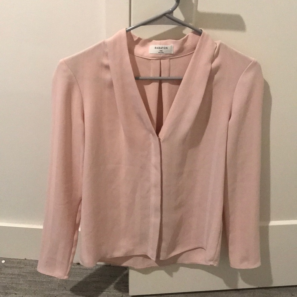 Aritzia Babaton Light Pink Power Blouse